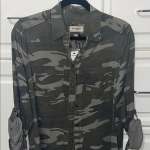 NWT Express Boyfriend Camo Button-Down Shirt